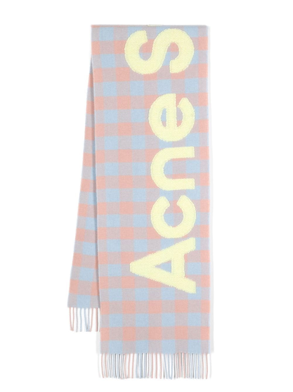 Acne Studios logo-patch checked wool scarf - Blue von Acne Studios