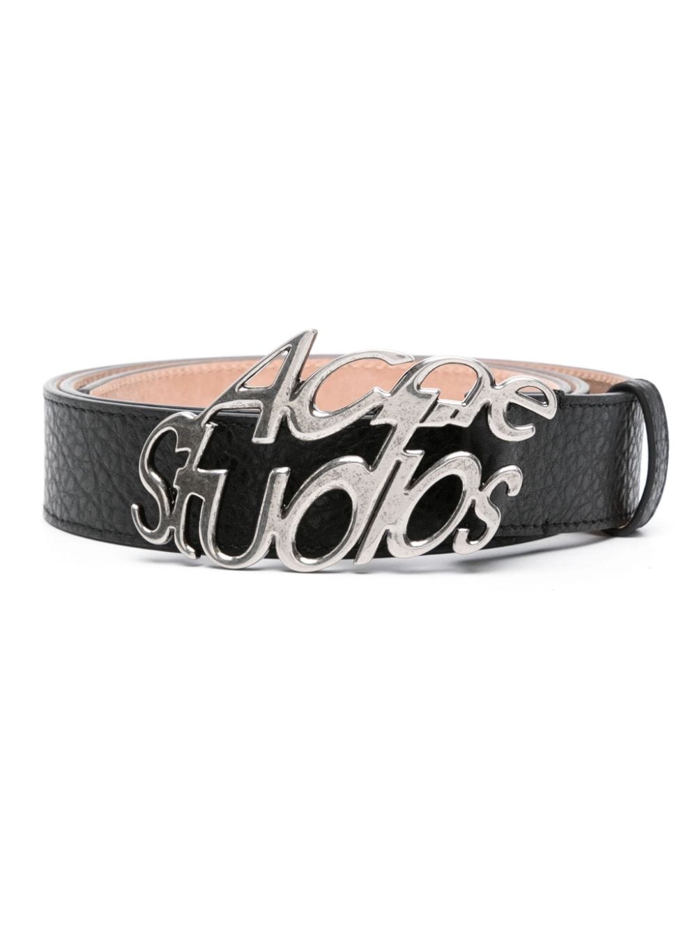 Acne Studios logo-plaque leather belt - Black von Acne Studios