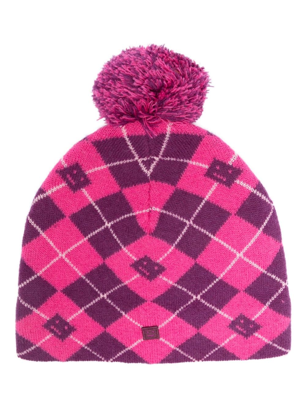 Acne Studios pompom-detail checked beanie - Pink von Acne Studios