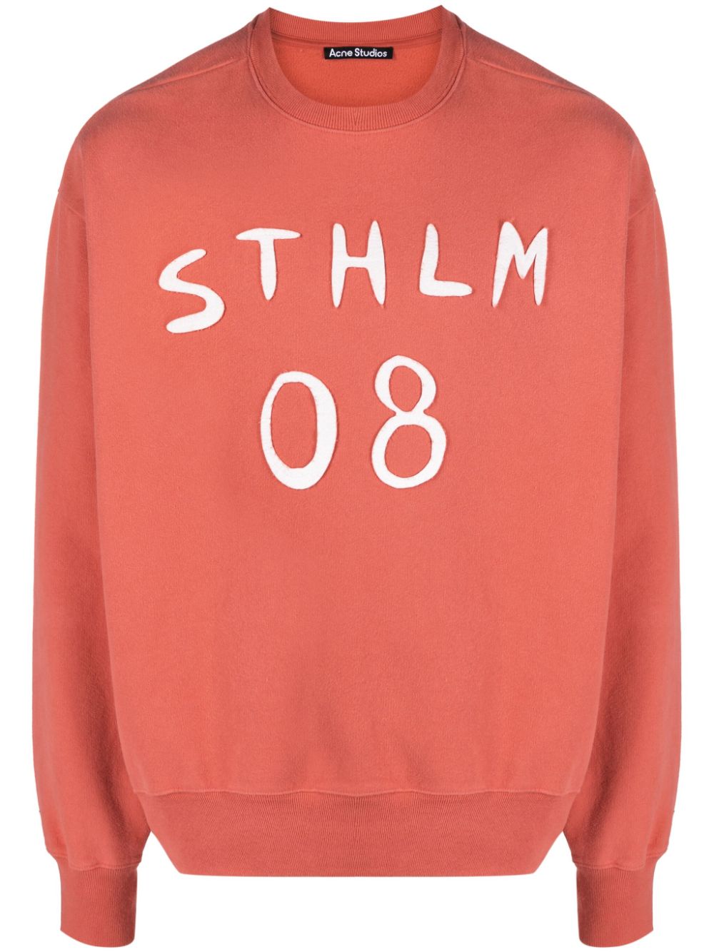 Acne Studios slogan-appliqué cotton sweatshirt - Orange von Acne Studios