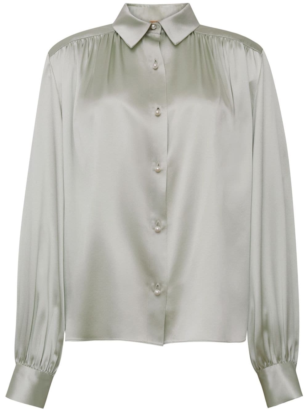 Adam Lippes pearl-buttons silk blouse - Green von Adam Lippes