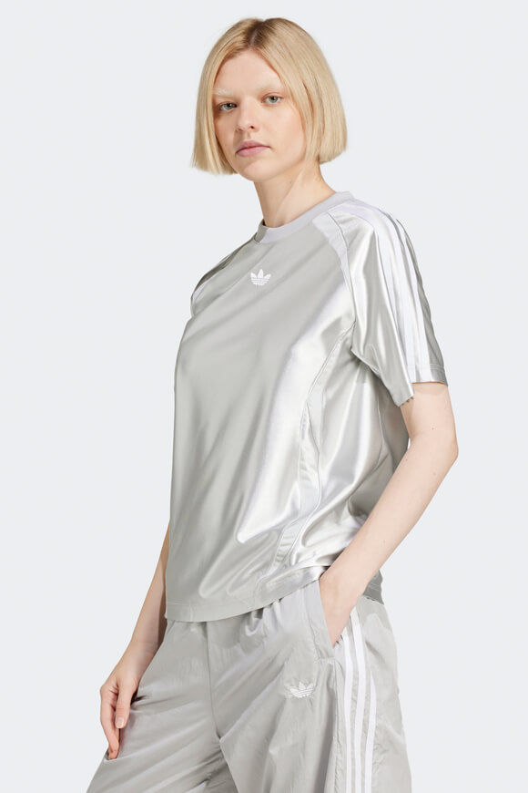 Adidas Originals Adicolor Teamgeist Oversize Satin T-Shirt | Grey Two | Damen  | M von Adidas Originals