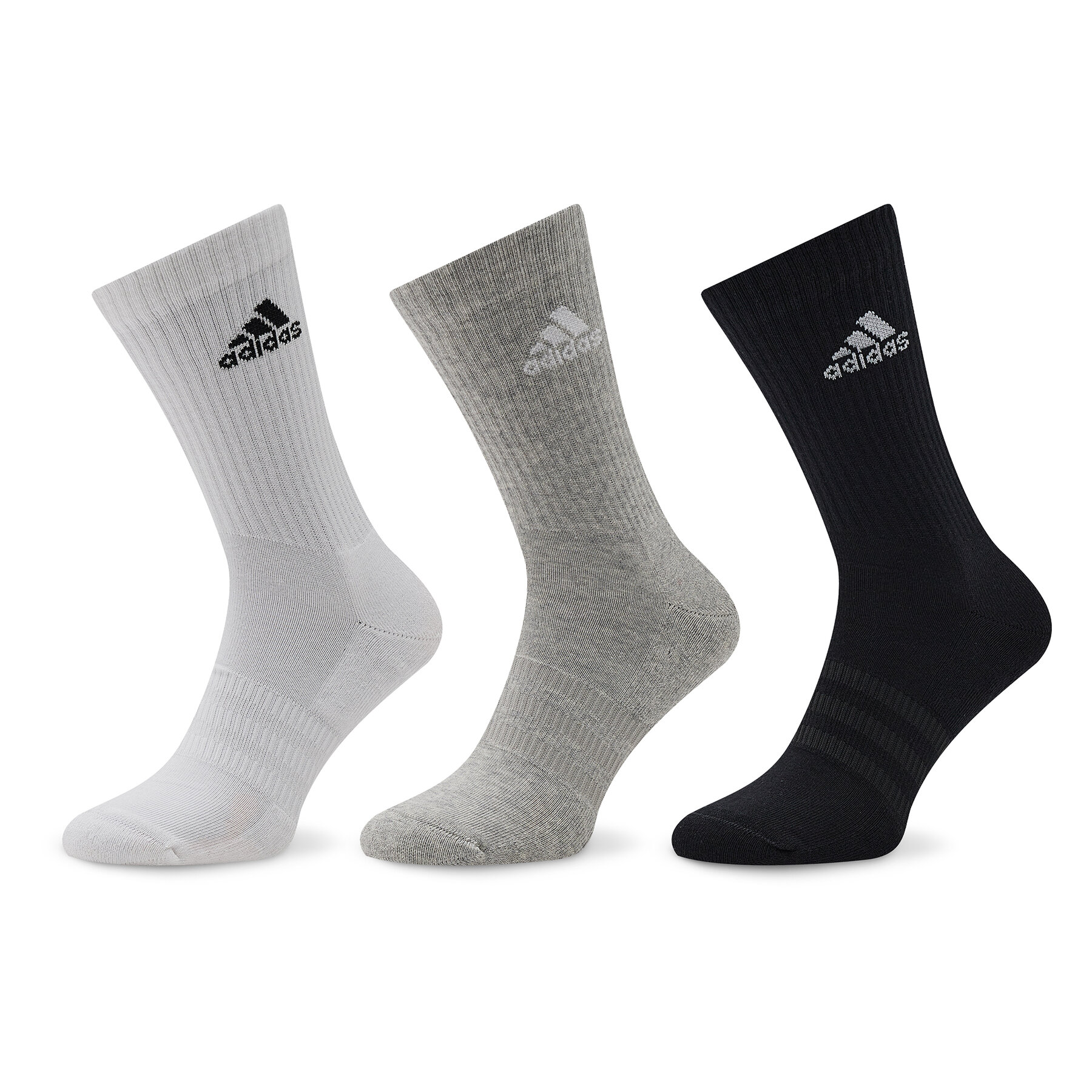 3er-Set hohe Unisex-Socken adidas Cushioned Crew IC1311 Medium Grey Heather/White/Black von Adidas