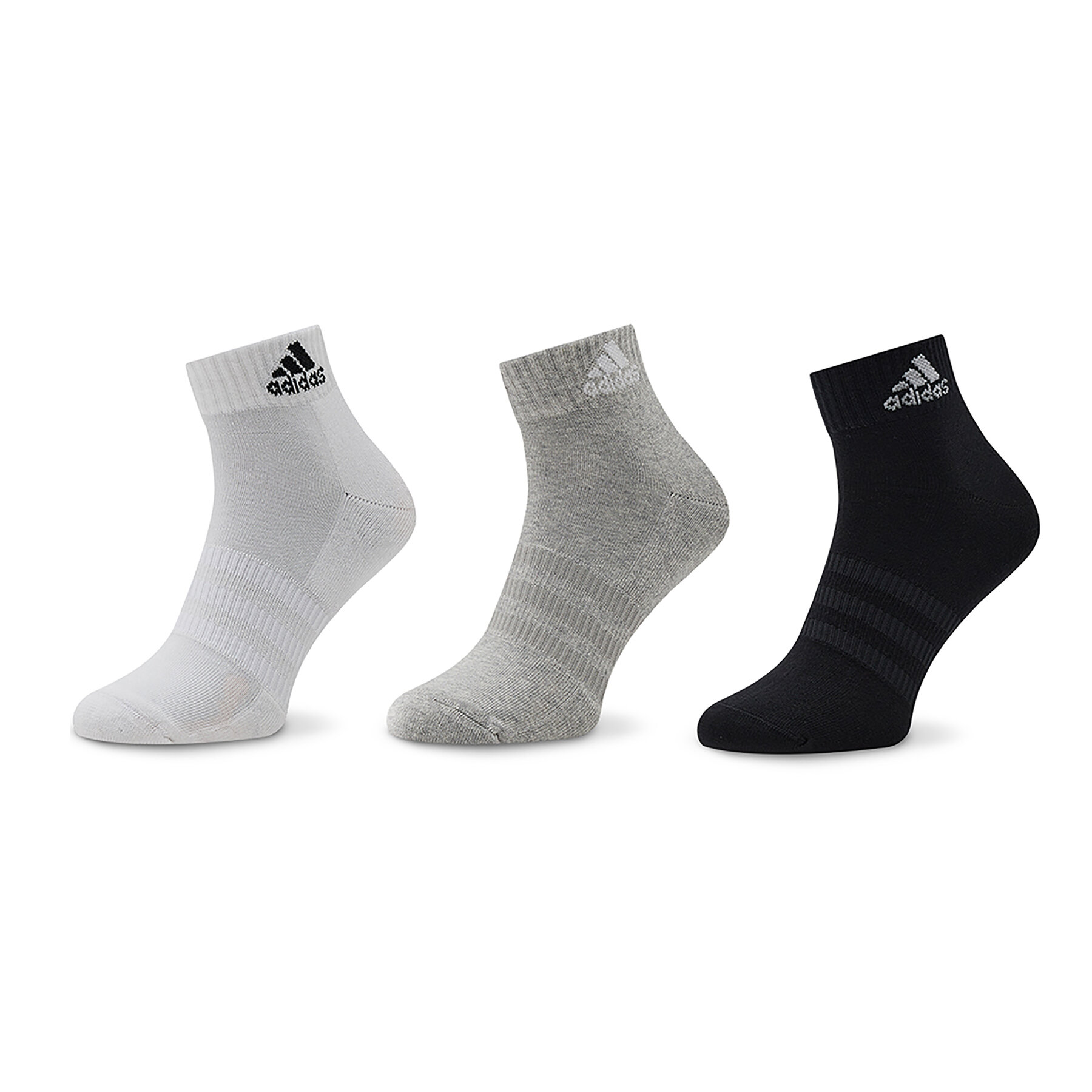 3er-Set niedrige Unisex-Socken adidas Cushioned Sportswear IC1281 Medium Grey Heather/White/Black von Adidas