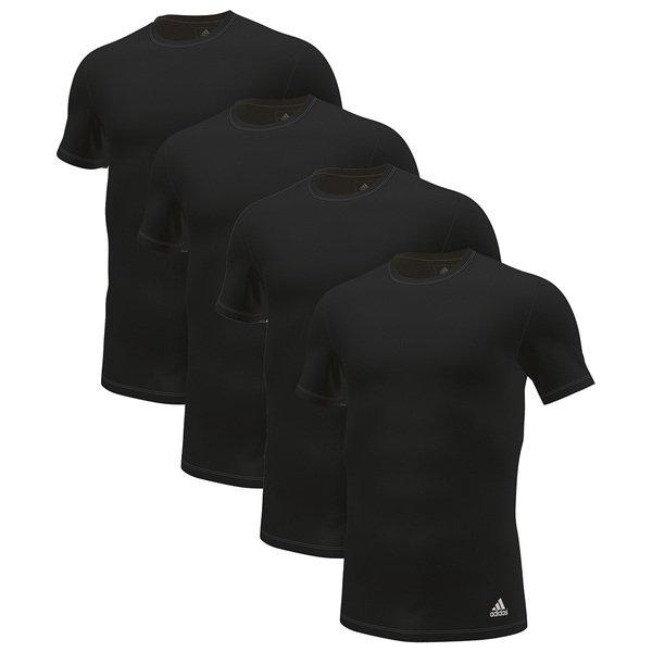adidas 4er Pack Active Flex Cotton 3 Stripes - Unterhemd Shirt Kurzarm Herren Schwarz S von Adidas