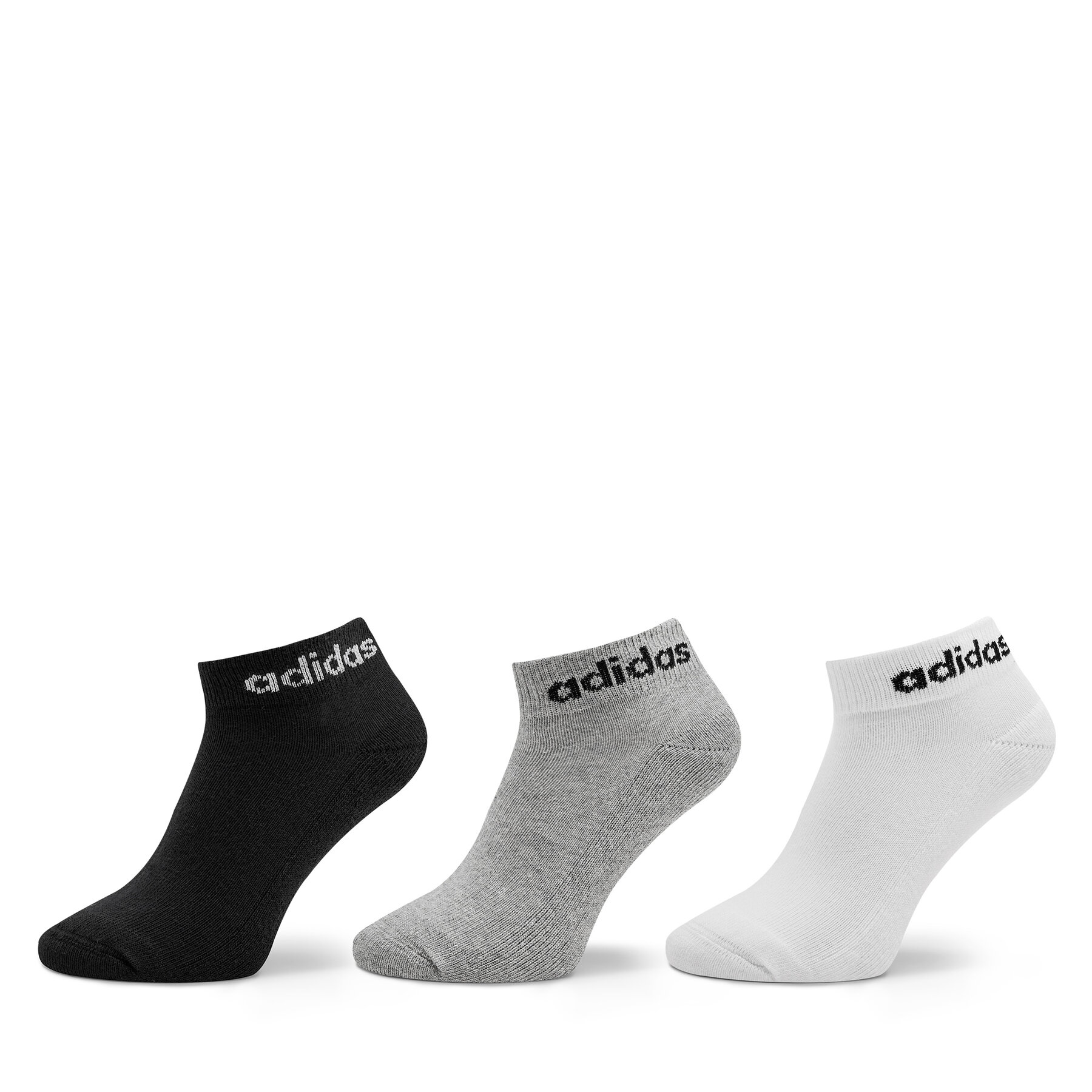 Niedrige Unisex Socken adidas Linear Ankle Socks Cushioned Socks 3 Pairs IC1304 medium grey heather/white/black von Adidas
