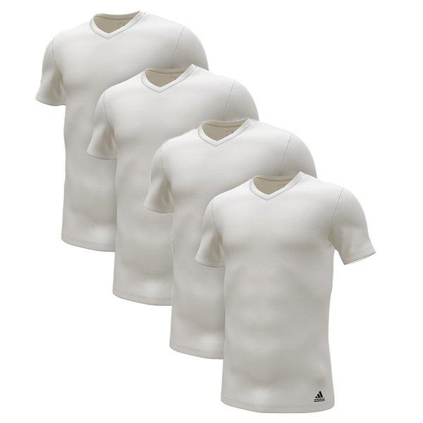 adidas 4er Pack Active Flex Cotton 3 Stripes - Unterhemd Shirt Kurzarm Herren Weiss M von Adidas