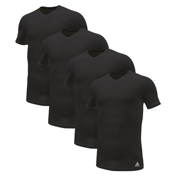 adidas 4er Pack Active Flex Cotton 3 Stripes - Unterhemd Shirt Kurzarm Herren Schwarz S von Adidas