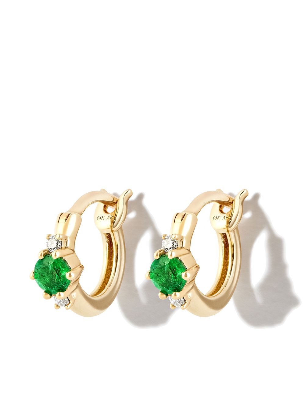 Adina Reyter 14kt yellow gold emerald diamond huggie hoop earrings von Adina Reyter