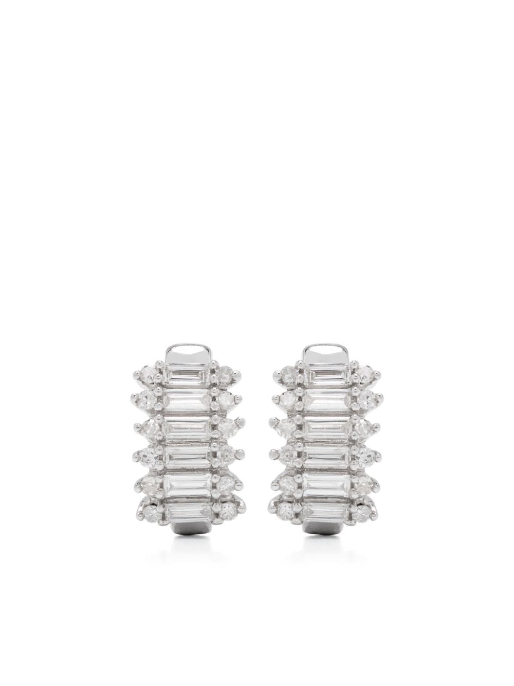 Adina Reyter Stack Baguette J-shaped hoop earrings - Silver von Adina Reyter