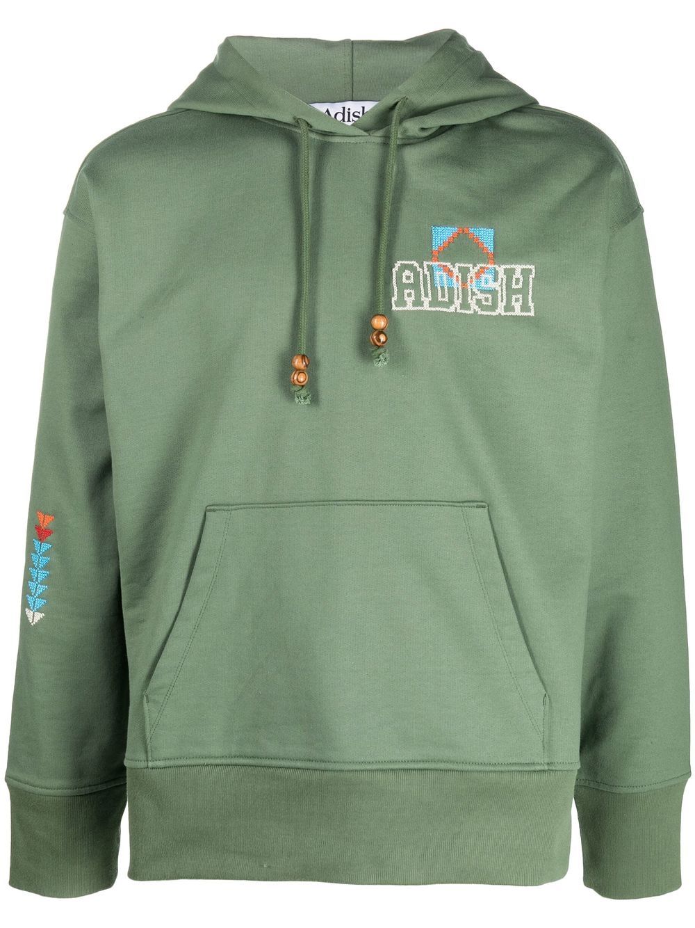 Adish chest logo-print detail hoodie - Green von Adish