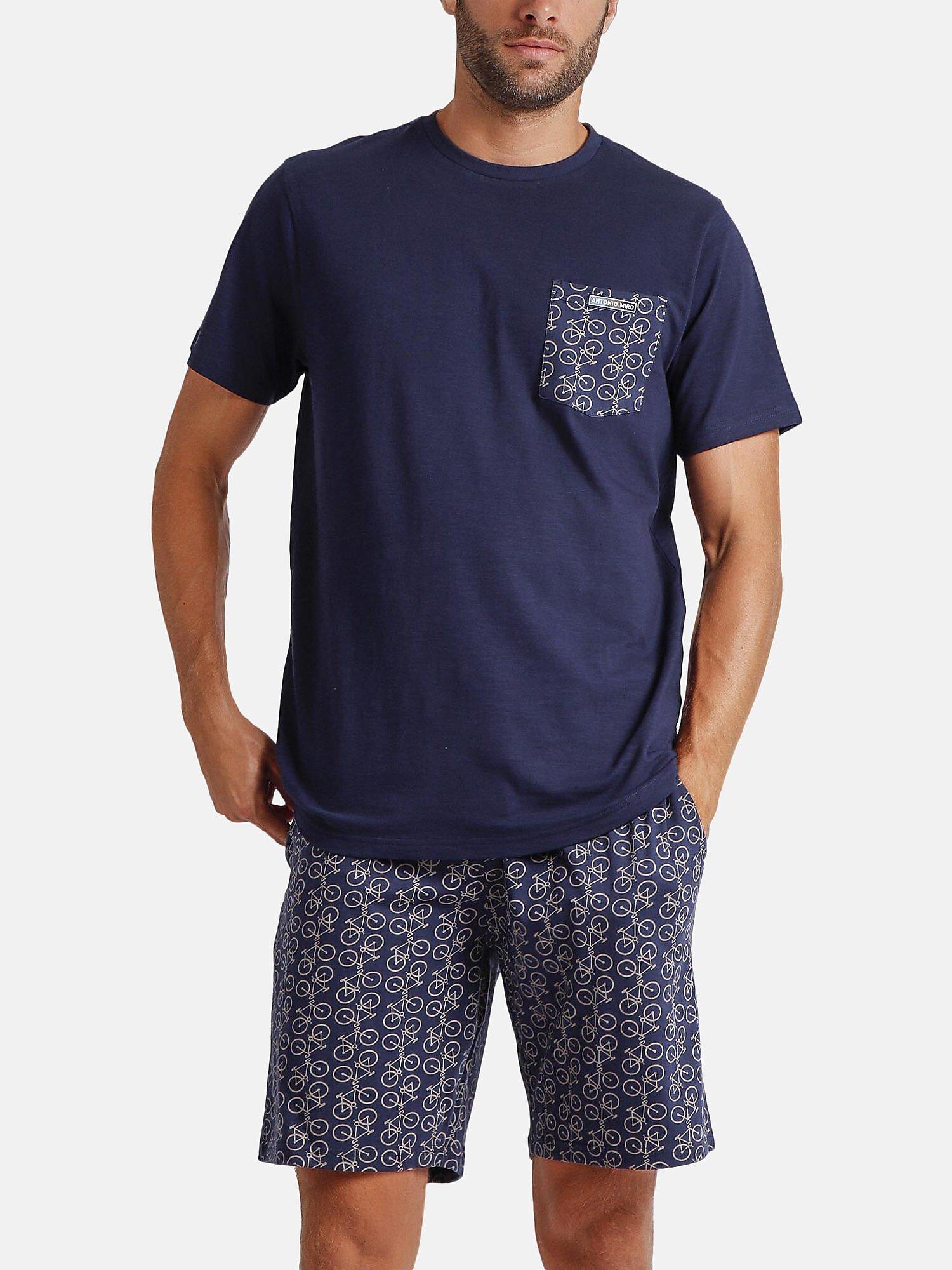 Pyjama Shorts T-shirt Bikely Antonio Miro Herren Blau S von Admas