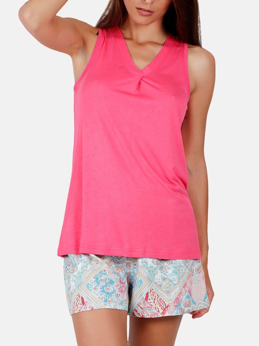 Pyjama-shorts Tanktop Colored Diamonds Rosa Damen Altrosa S von Admas