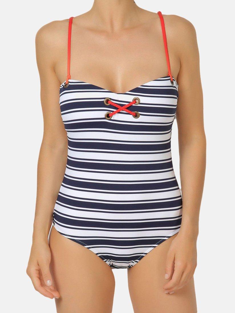 1-teiliger Badeanzug Stripes Damen Blau 36 von Admas