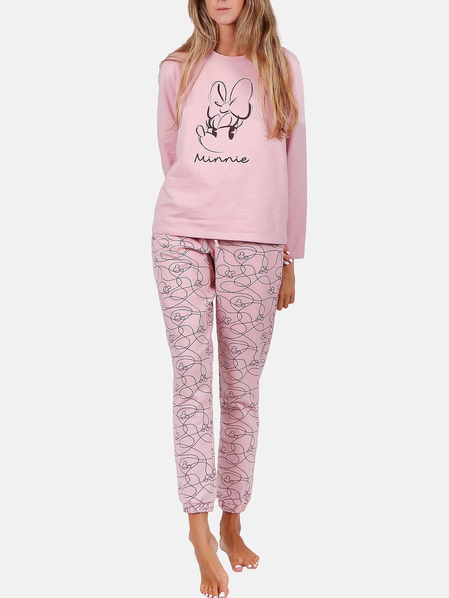 Pyjama Indoor-outfit Lange Hose Oberteil Minnie Soft Disney Damen Altrosa L von Admas