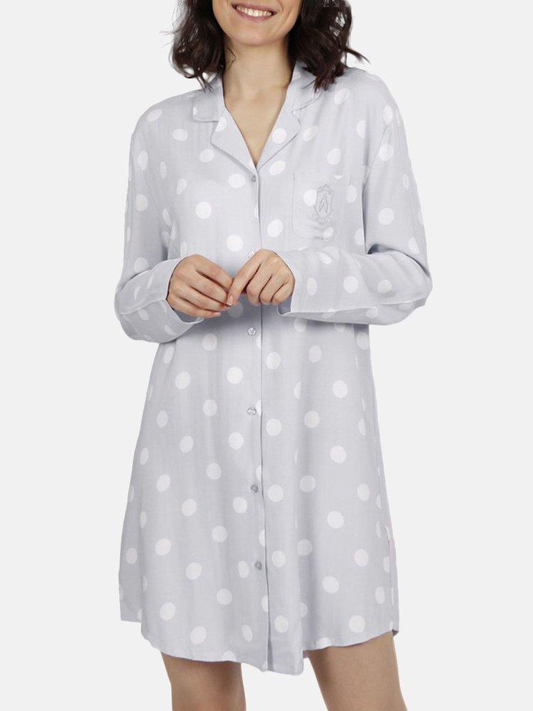 Langärmeliges Nachthemd Classic Dots Damen Grau S von Admas