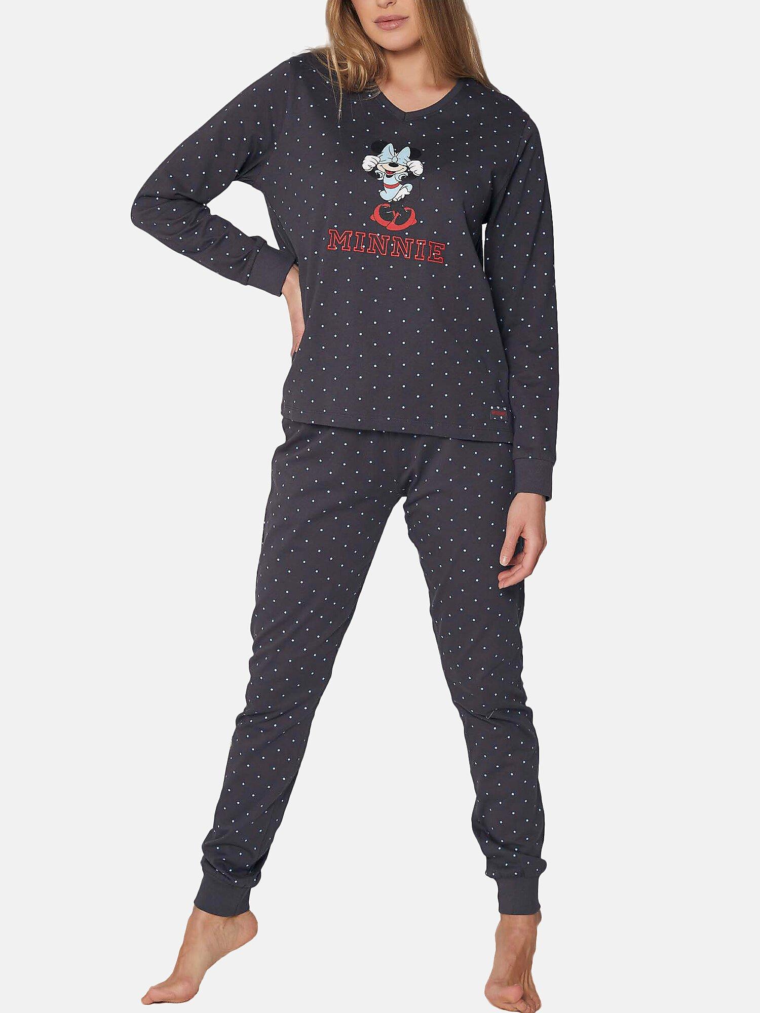 Pyjama Hausanzug Oberteil Und Hose Minnie Shy Disney Damen Grau S von Admas