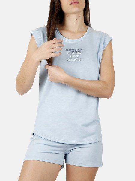 Pyjama Shorts T-shirt The Silence Damen Blau L von Admas