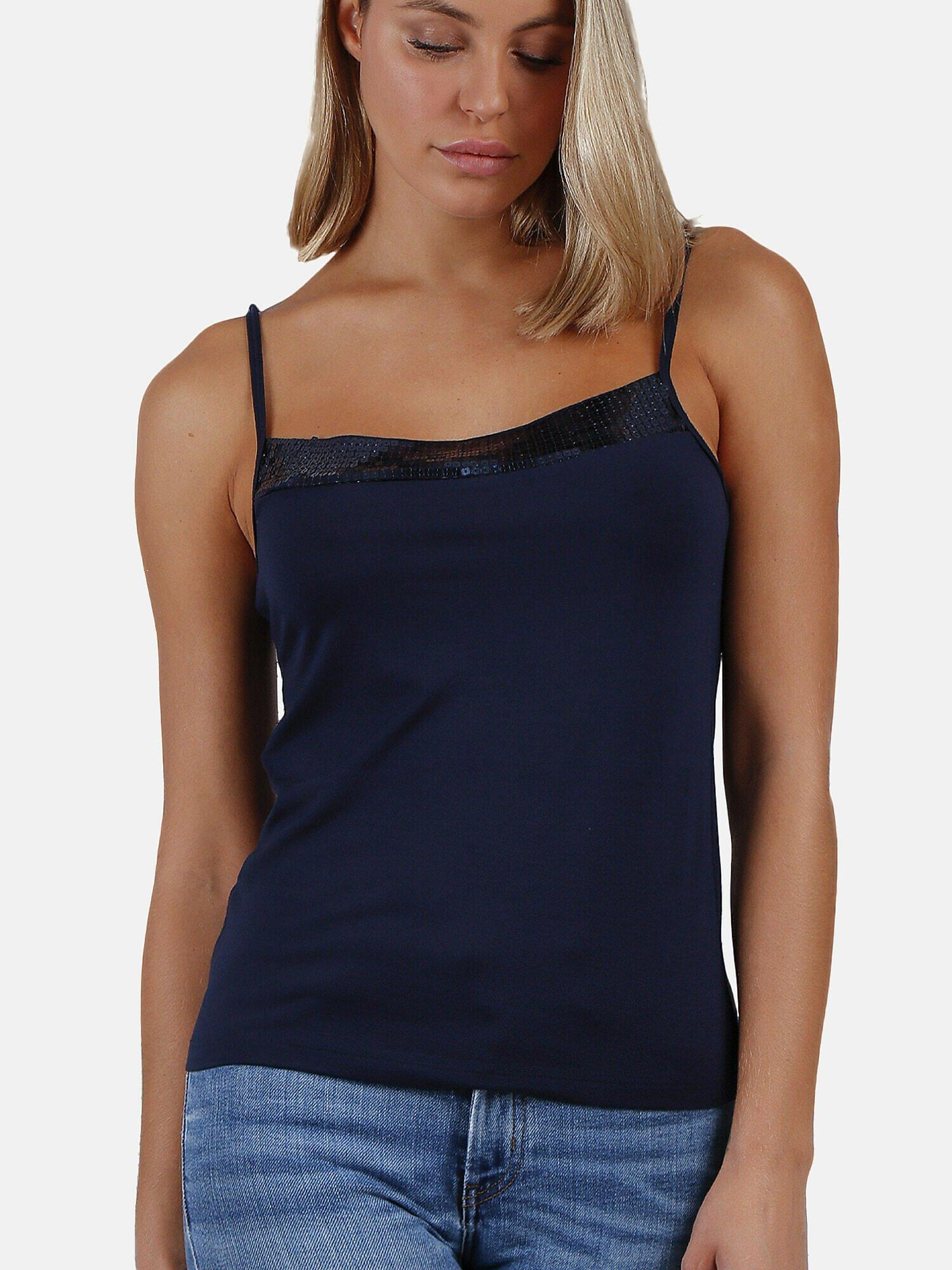 Tanktop Escote Lentejuelas Damen Blau L von Admas