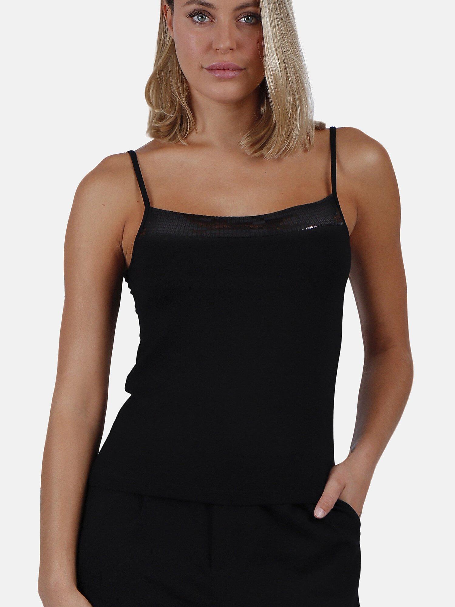 Tanktop Escote Lentejuelas Damen Schwarz L von Admas