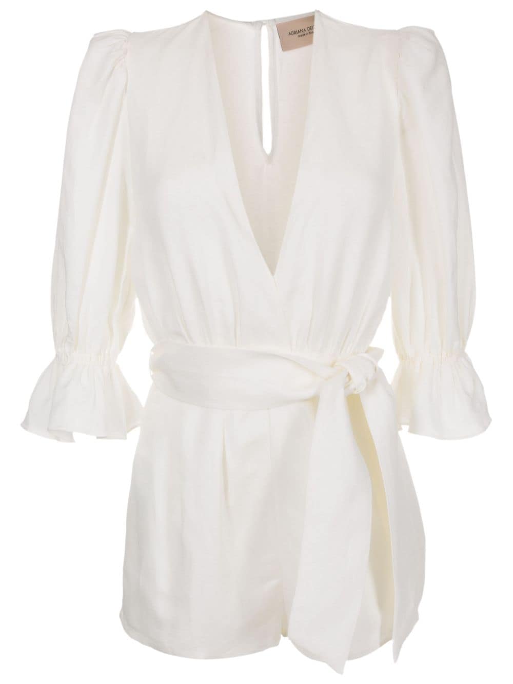 Adriana Degreas Orquidea Vintage linen-blend playsuit - White von Adriana Degreas