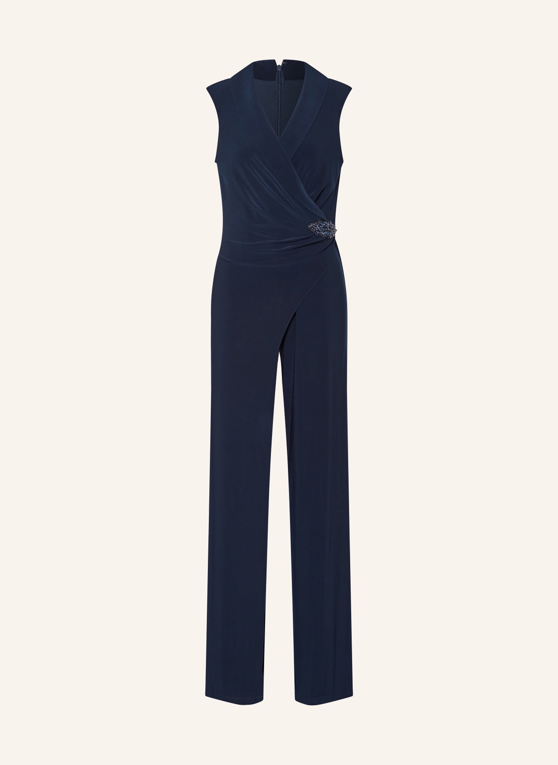 Adrianna Papell Jersey-Jumpsuit Mit Schmucksteinen In Wickeloptik blau von Adrianna Papell