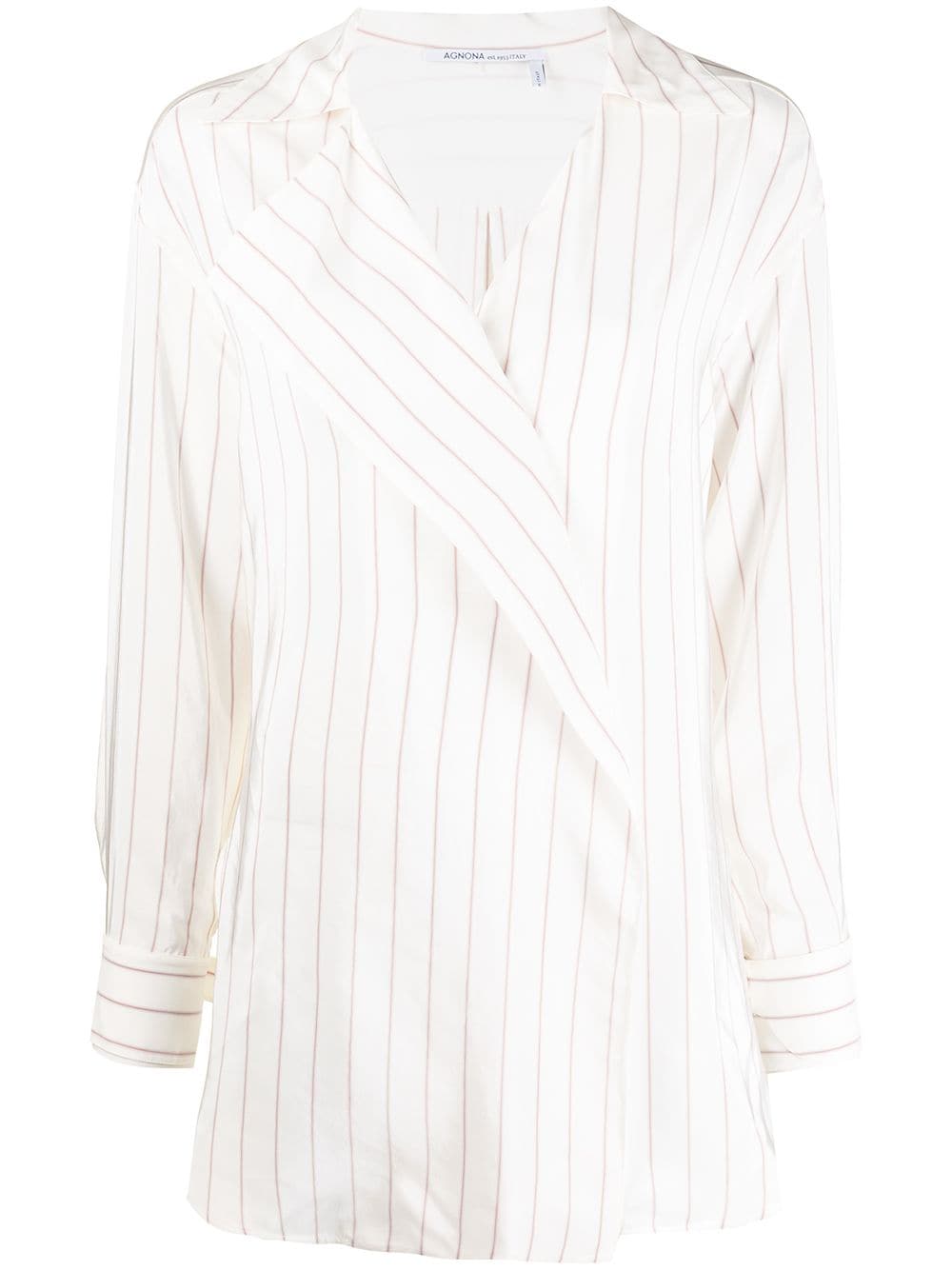 Agnona pinstripe-print long-sleeve shirt - White von Agnona