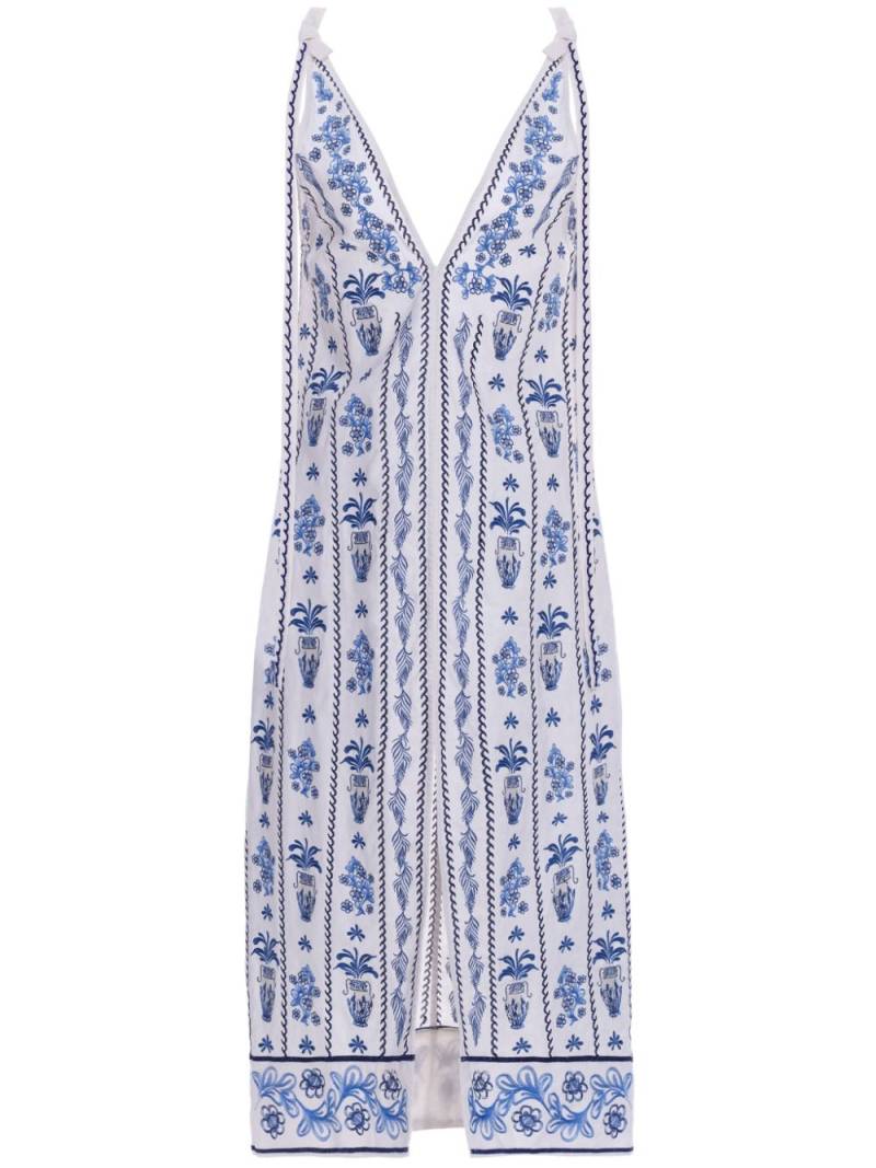 Agua By Agua Bendita Suspiro embroidered linen dress - Blue von Agua By Agua Bendita