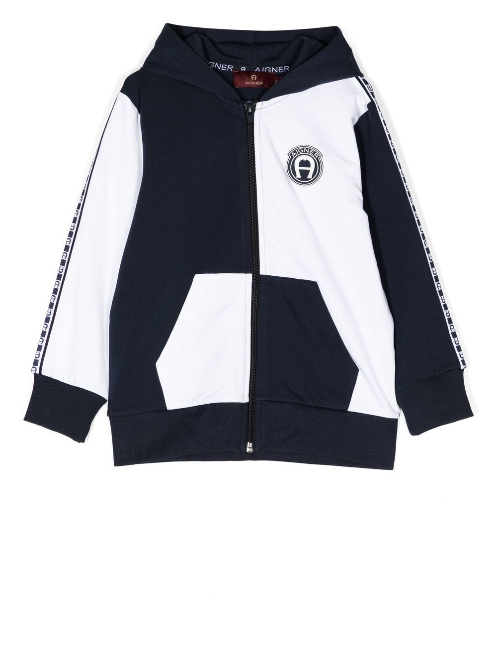 Aigner Kids colour-block zip-up hoodie - Blue von Aigner Kids