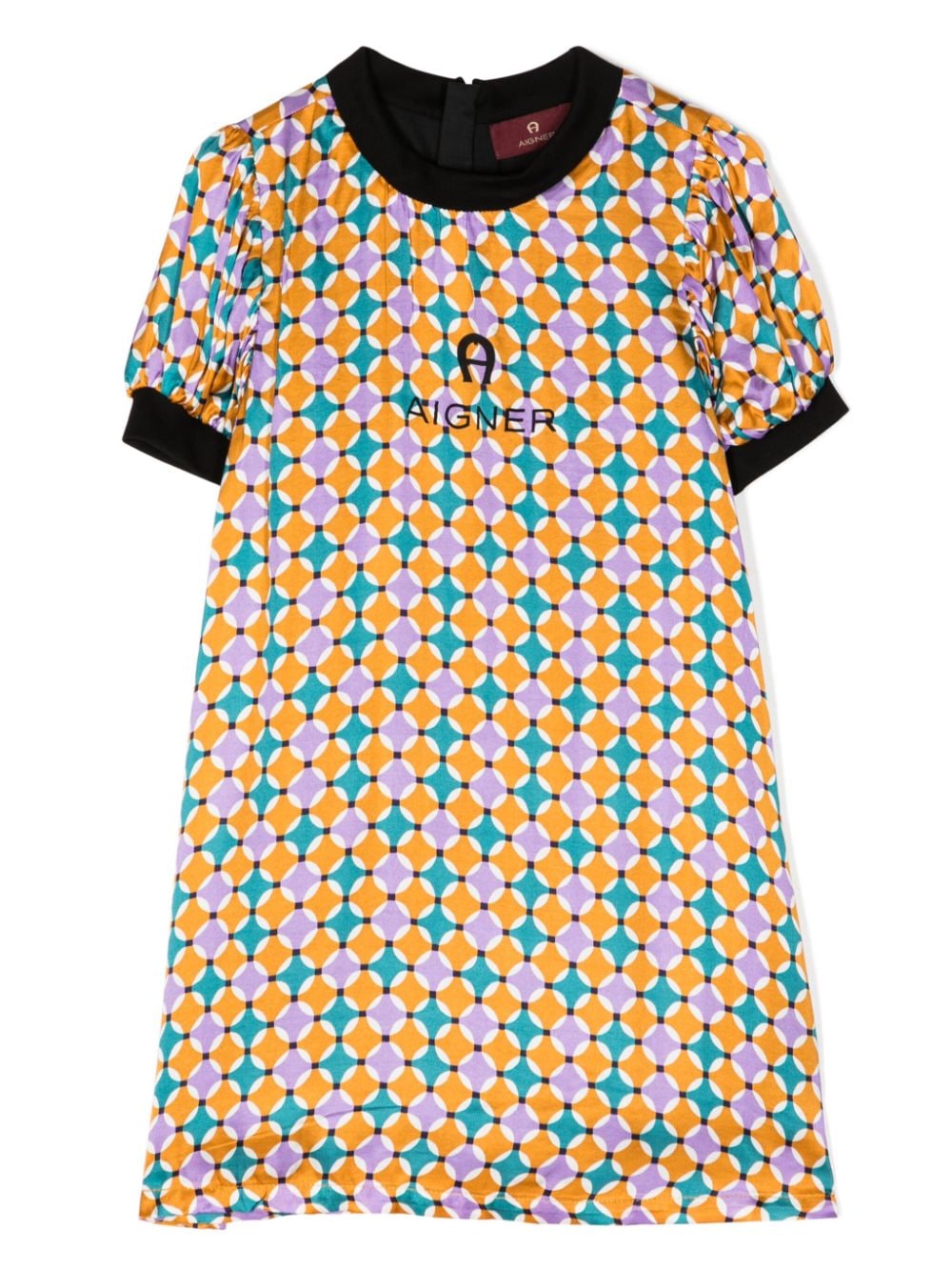 Aigner Kids geometric-pattern logo-print dress - Multicolour von Aigner Kids