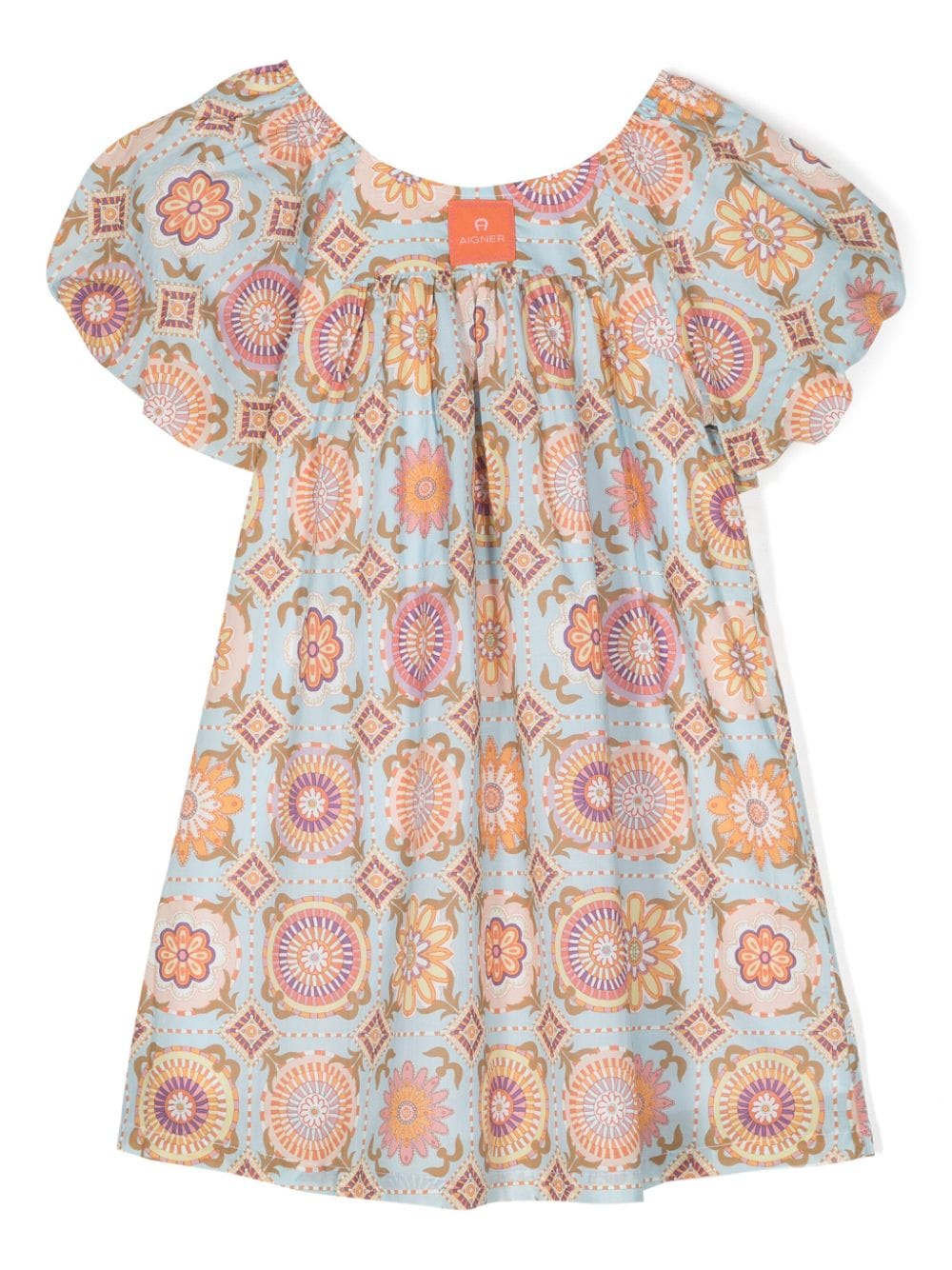 Aigner Kids geometric-print cotton dress - Blue von Aigner Kids