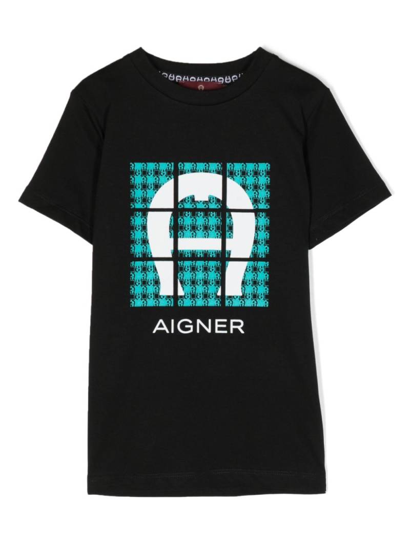 Aigner Kids graphic logo-print cotton T-shirt - Black von Aigner Kids