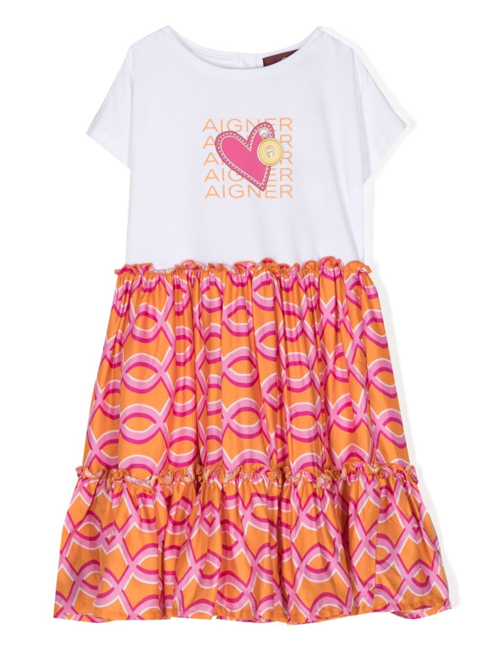 Aigner Kids graphic-print cotton-blend dress - Orange von Aigner Kids