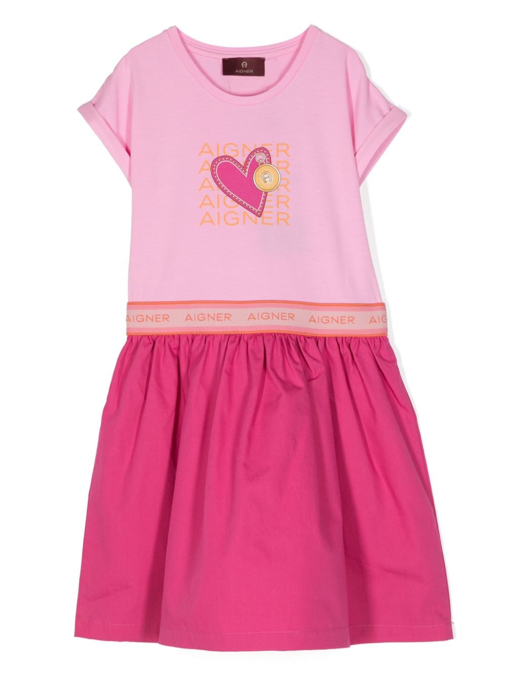 Aigner Kids graphic-print cotton-blend dress - Pink von Aigner Kids