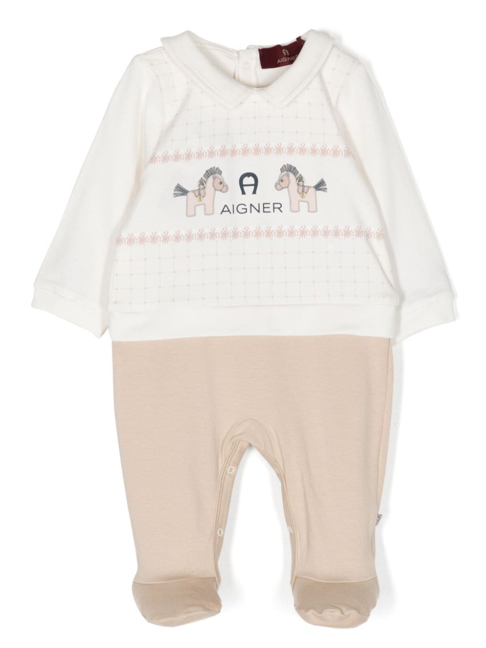 Aigner Kids graphic-print cotton romper - Neutrals von Aigner Kids