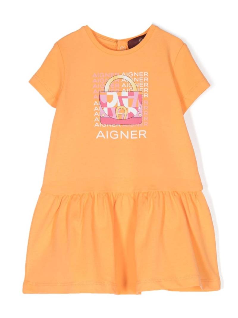 Aigner Kids graphic-print short-sleeve dress - Orange von Aigner Kids