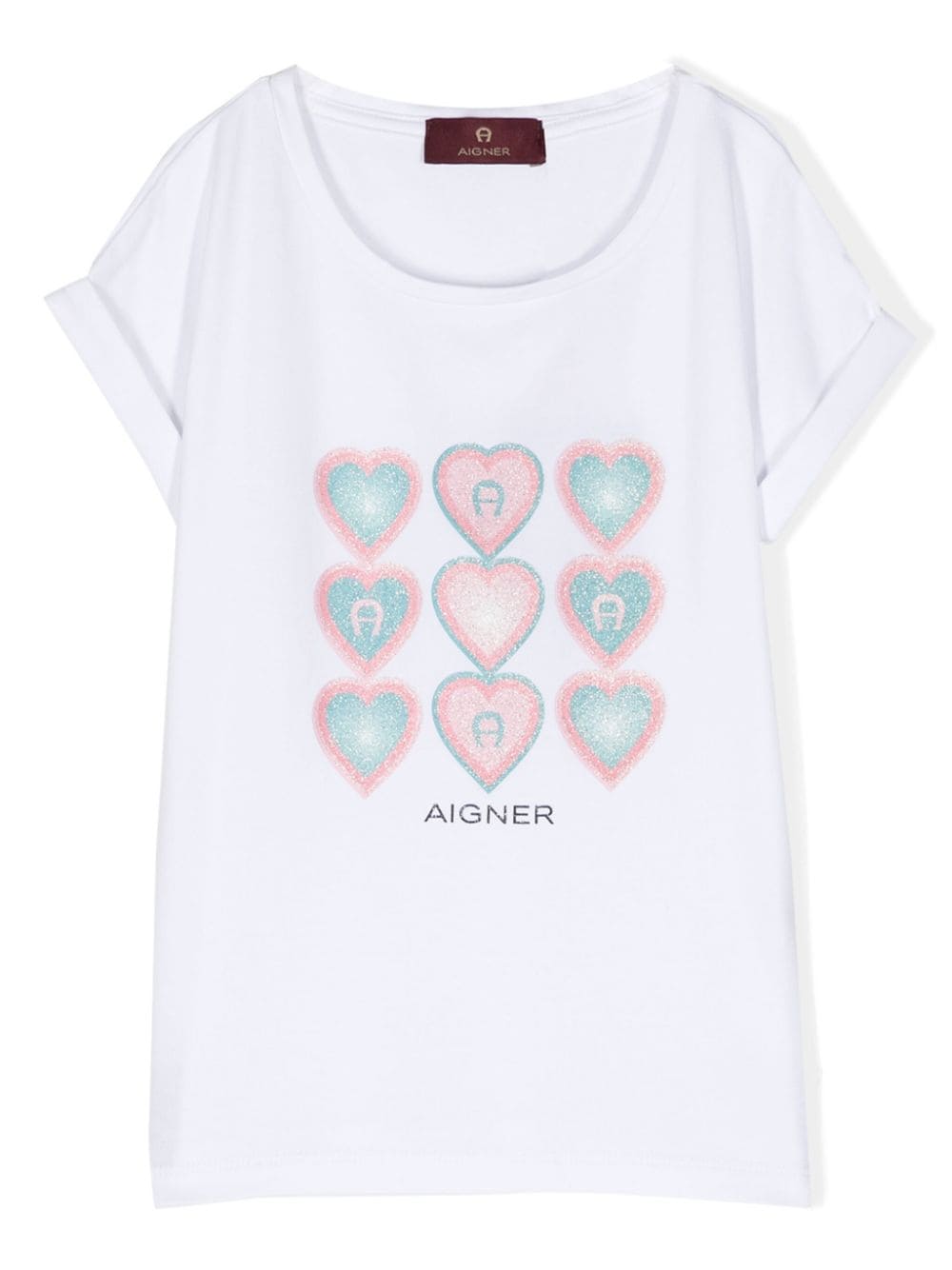 Aigner Kids heart-print rolled-sleeve T-shirt - White von Aigner Kids