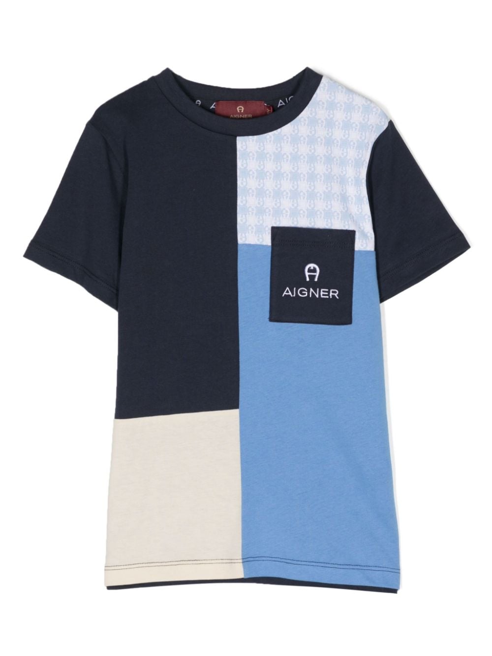 Aigner Kids logo-embroidered colour-block cotton T-shirt - Multicolour von Aigner Kids