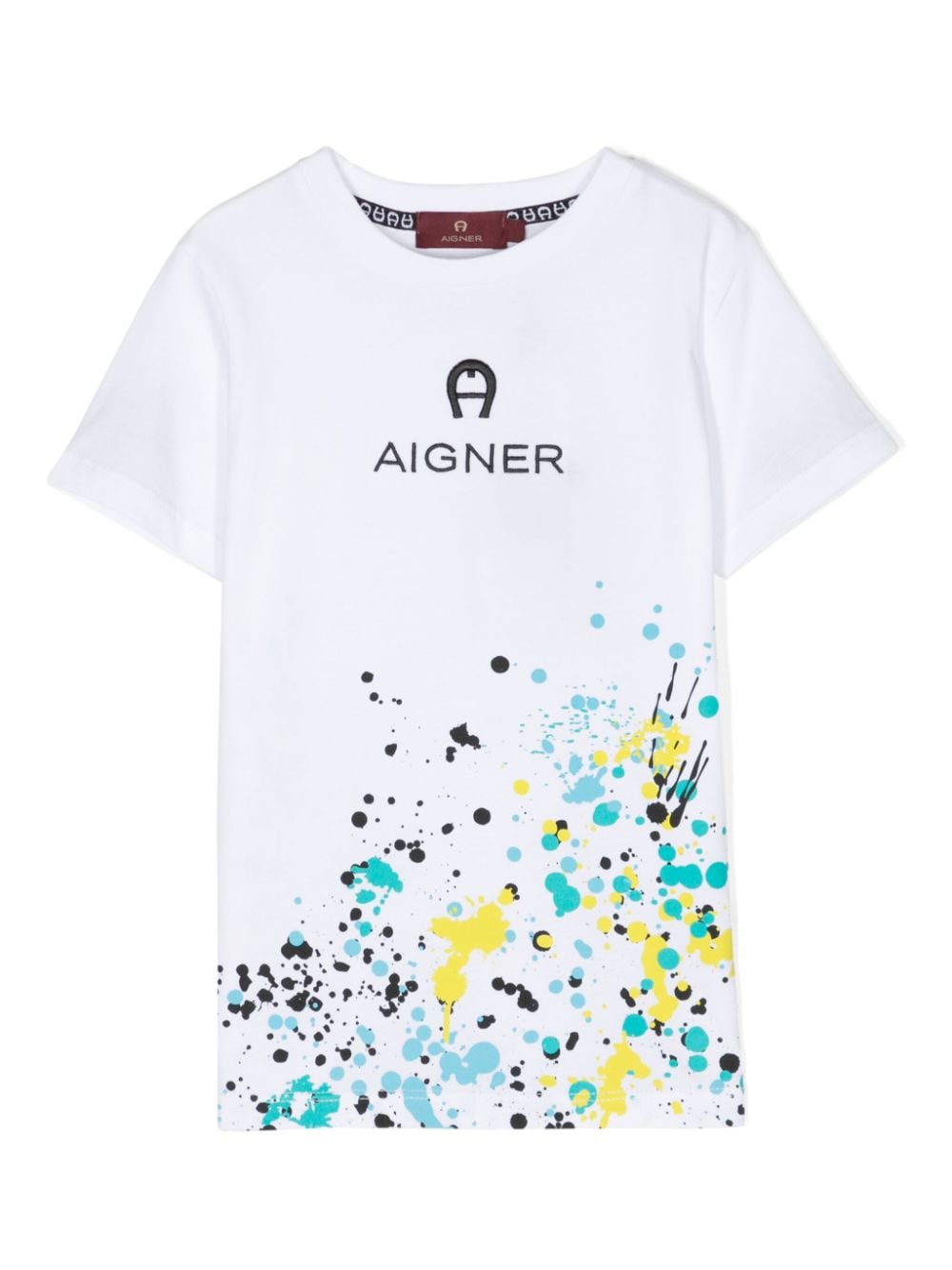 Aigner Kids logo-embroidered paint splatter-print T-shirt - White von Aigner Kids