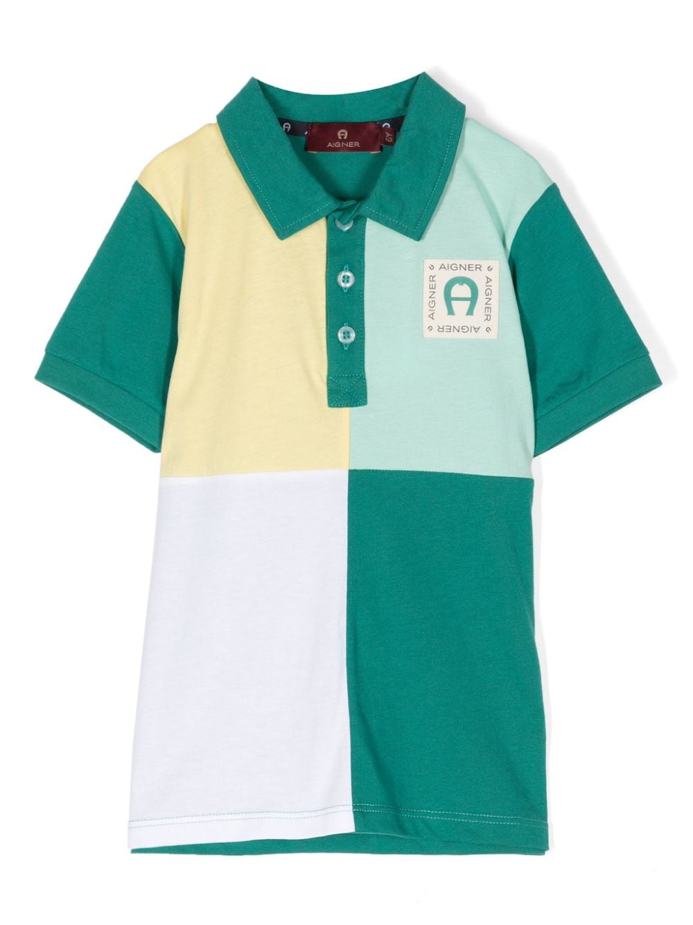 Aigner Kids logo-patch colour-block polo shirt - Green von Aigner Kids