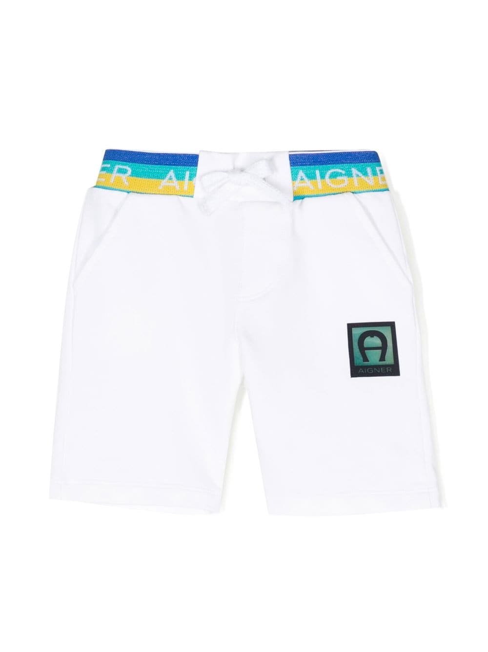 Aigner Kids logo-patch cotton track shorts - White von Aigner Kids