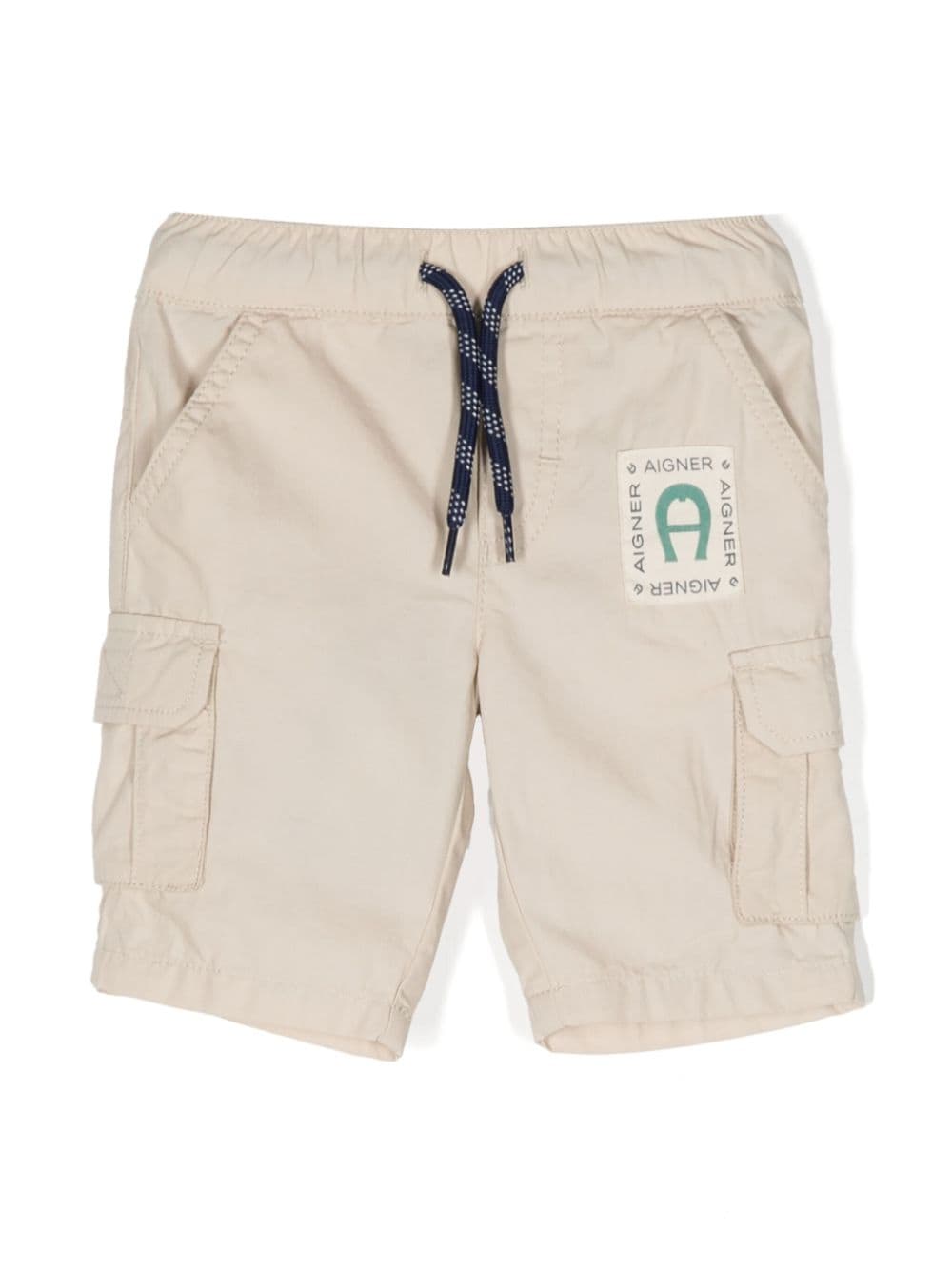 Aigner Kids logo-patch poplin Bermuda shorts - Neutrals von Aigner Kids