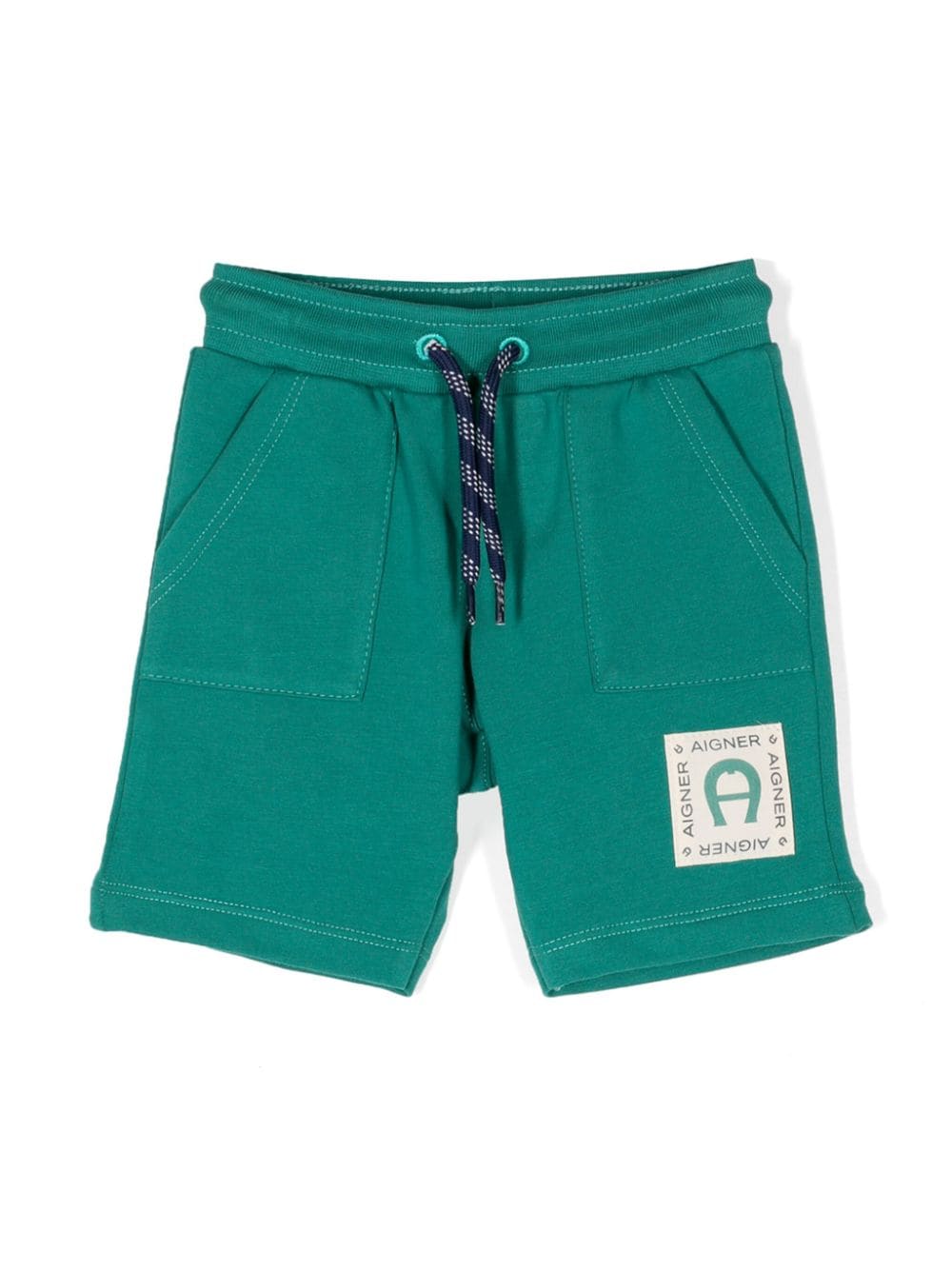 Aigner Kids logo-patch stretch-cotton Bermuda shorts - Green von Aigner Kids