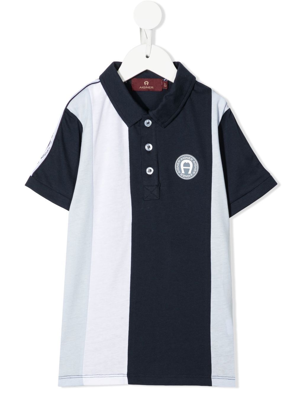 Aigner Kids logo-patch striped polo shirt - Blue von Aigner Kids