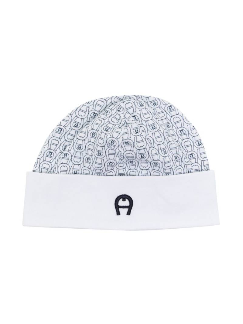 Aigner Kids logo-print Pima cotton beanie - White von Aigner Kids