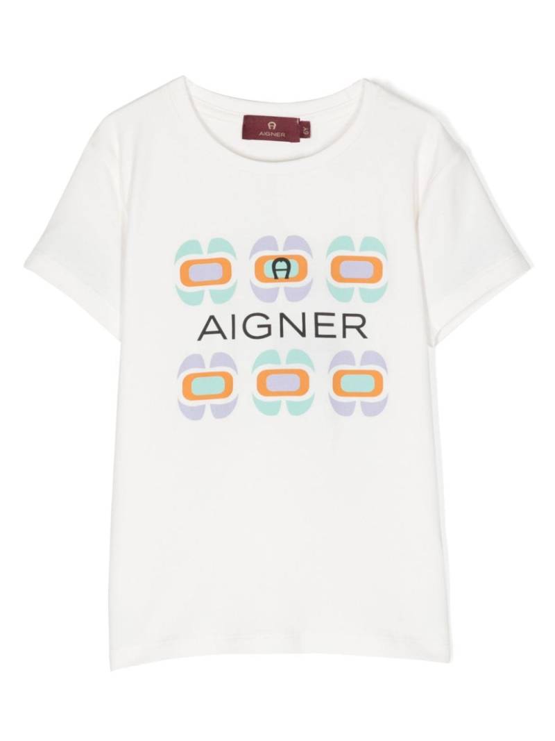 Aigner Kids logo-print cotton T-shirt - Neutrals von Aigner Kids