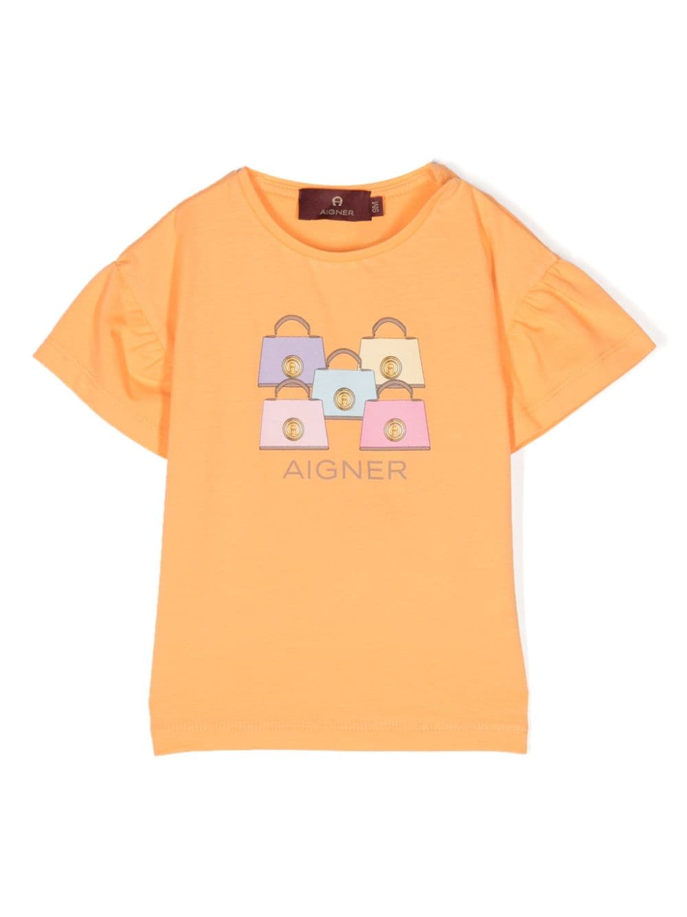 Aigner Kids logo-print flared-sleeve T-shirt - Orange von Aigner Kids