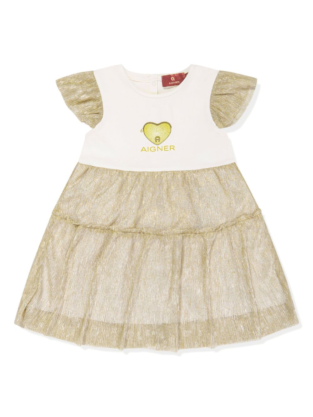 Aigner Kids logo-print plissé dress - White von Aigner Kids