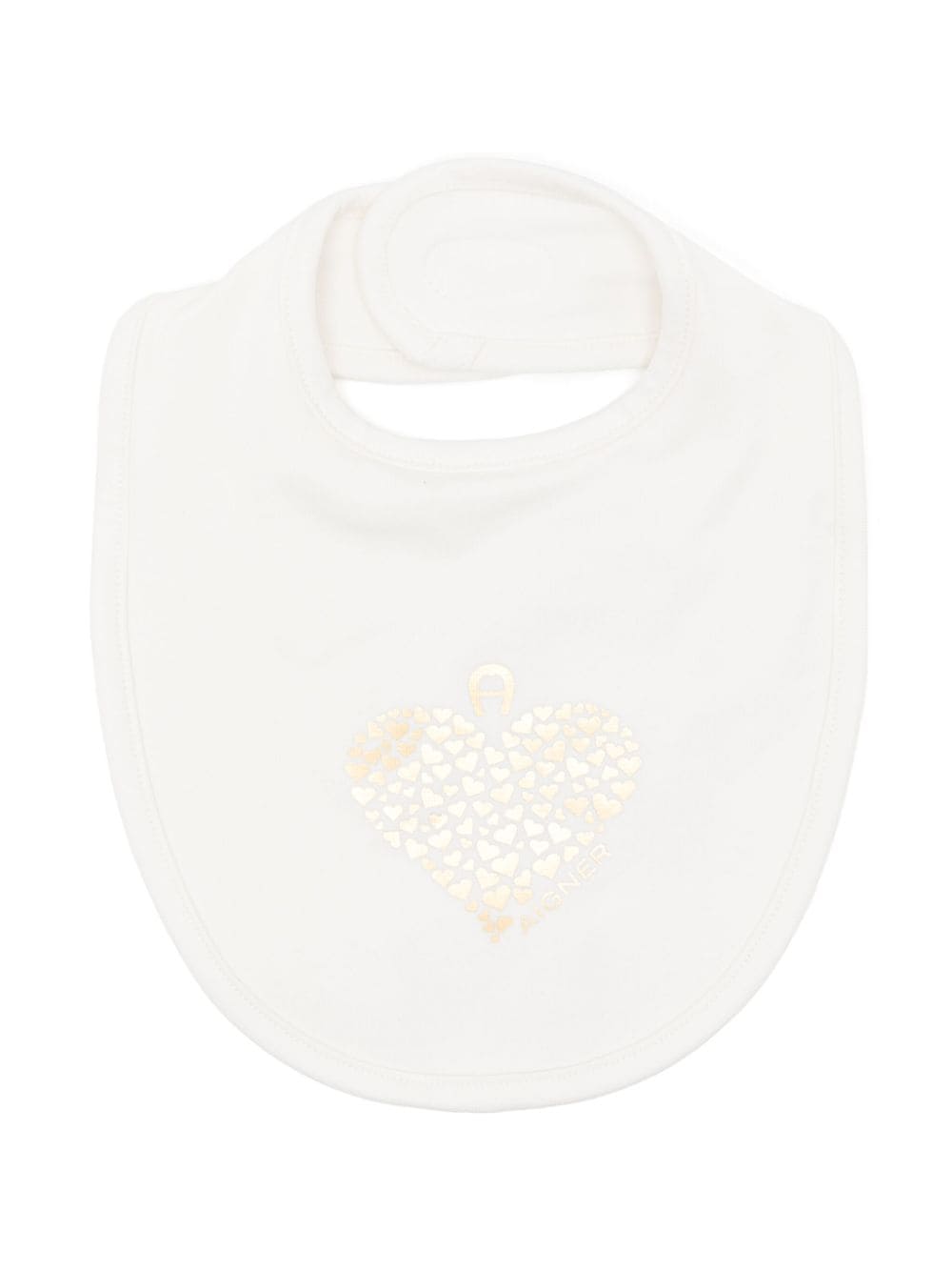 Aigner Kids metallic heart-print Pima cotton bib - Neutrals von Aigner Kids