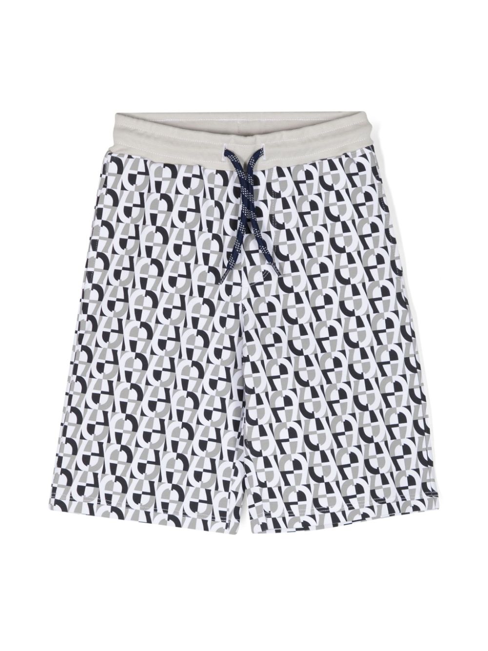 Aigner Kids monogram-pattern cotton track shorts - White von Aigner Kids